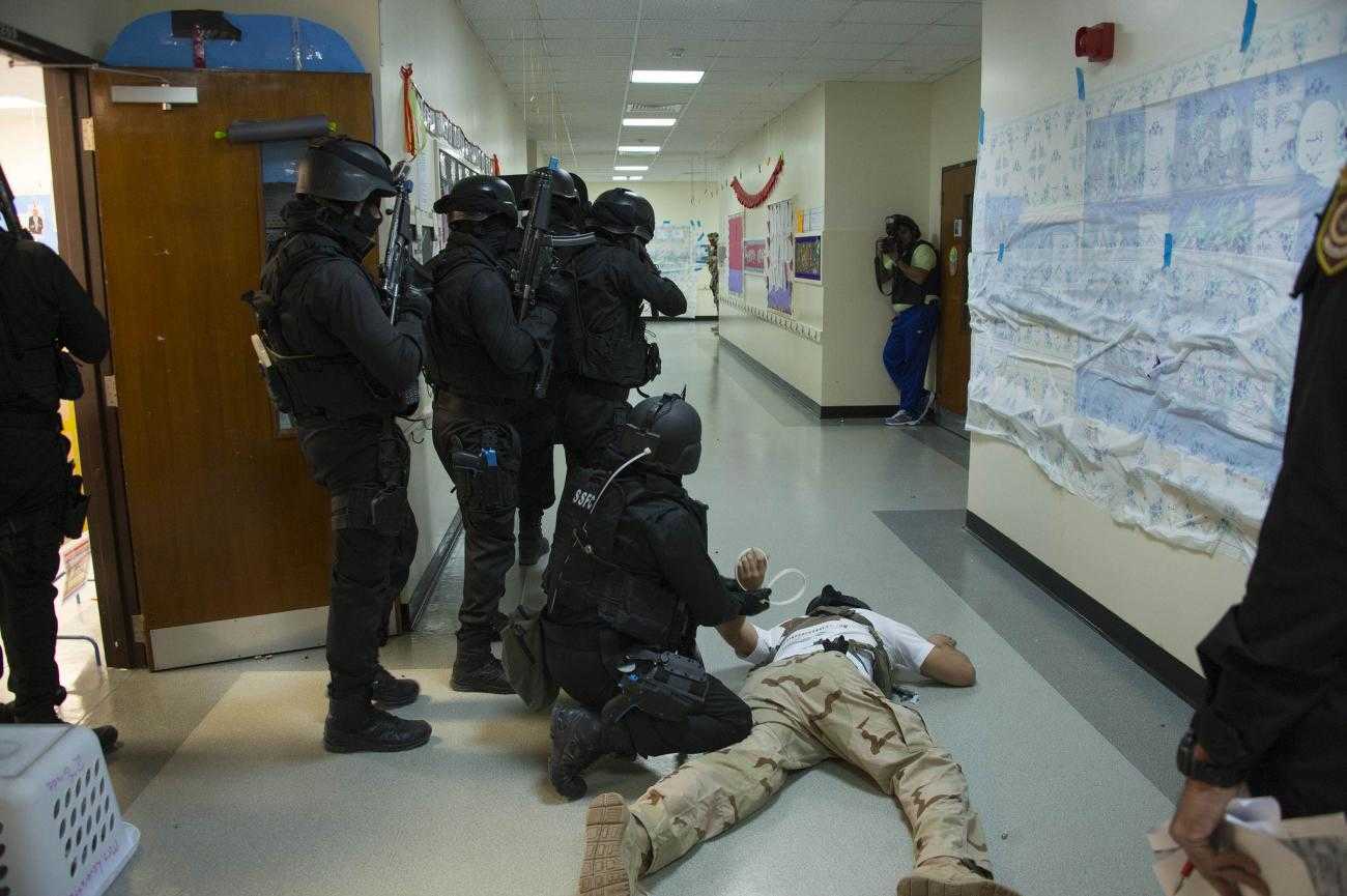 Un exercice d'entraînement impliquant la police bahreïnite et américaine. Source: flickr