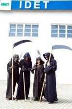 Grim reapers outside IDET. Photo: Majda Slamova