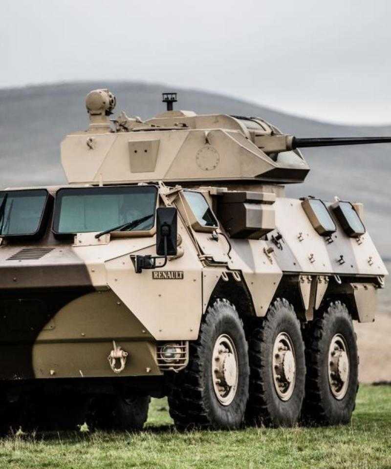 A large CMI Defence Cockerill CPWS turret on top of an armoured vehicle