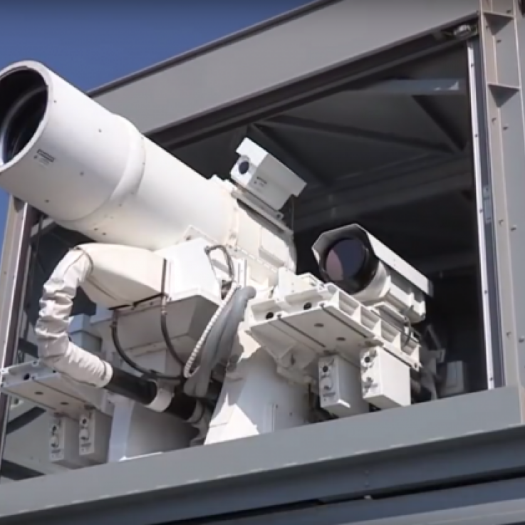 A laser system mounted on a ship