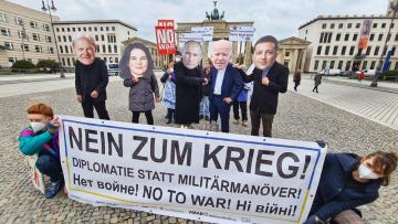 Activists protesting in Berlin against a war in Ukraine