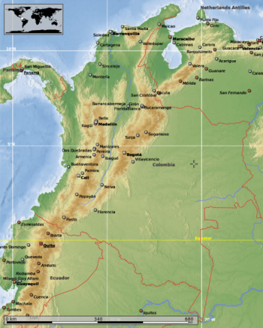 Karte Kolumbiens, gespeichert mit Marble Desktop Globe<br />
	(http://edu.kde.org/marble/). Data: Micro World Data Bank in Polygons ("MWDB-POLY / MWDBII"), CIA ; Global Associates, Ltd.; Fred Pospeschil and Antonio Rivera