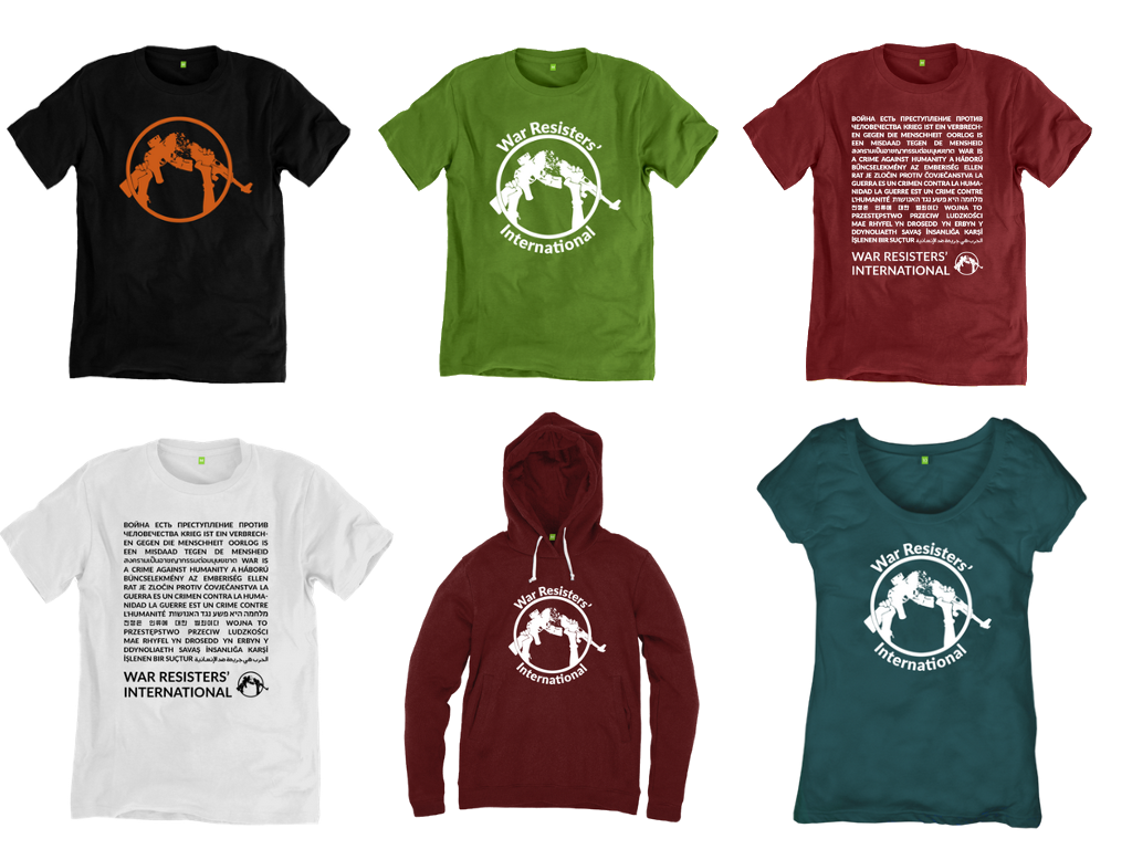 A range of the t-shirts and hoodies that WRI sells from it's online shop.