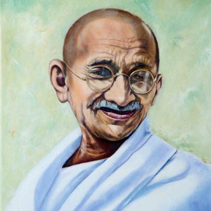 Painting of Gandhi by Oscar Lopez